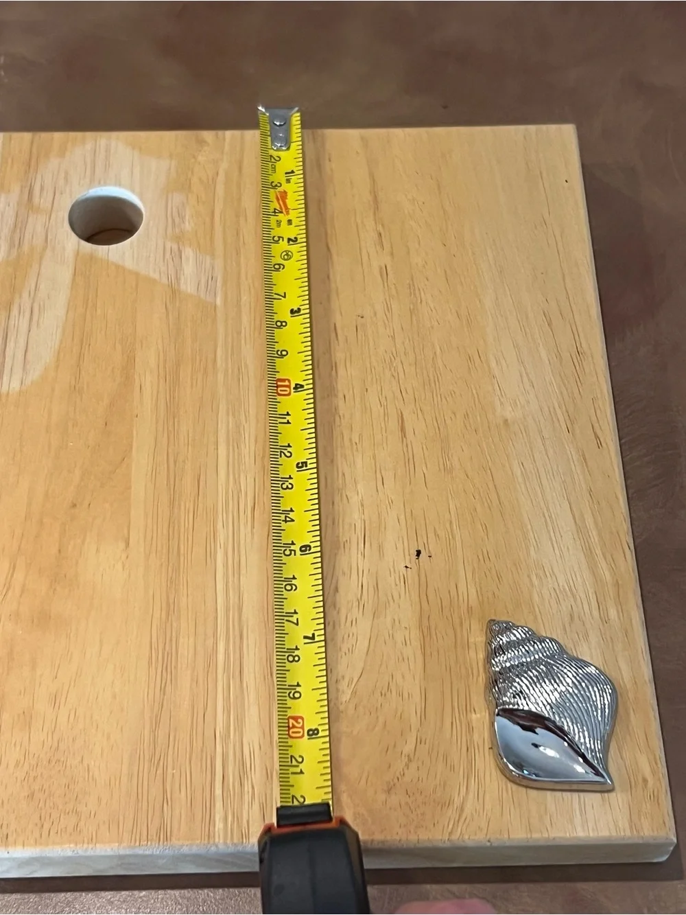 Wooden Cutting/ Charcuterie Board with Silver Shell Accent; Used